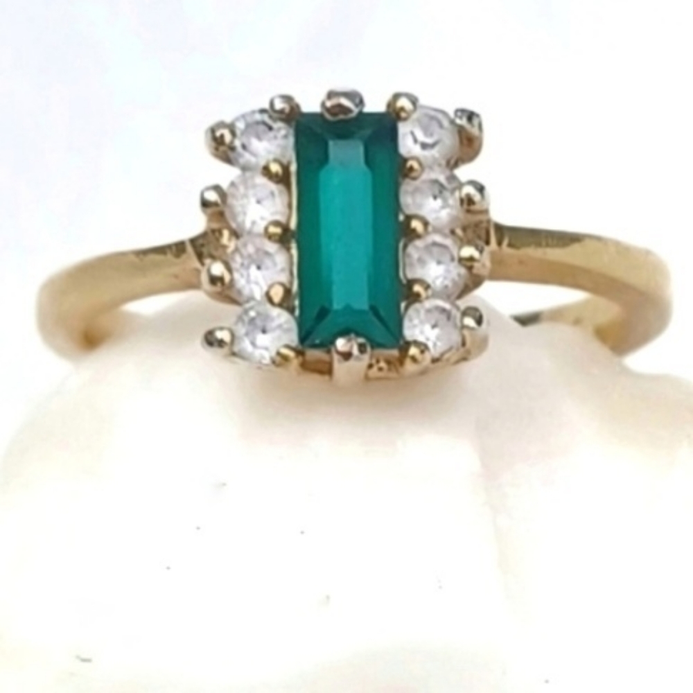 DAC Emerald and CZ Gold Ring